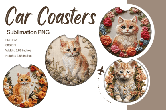 Cat Embroidery Car Coaster Sublimation Review