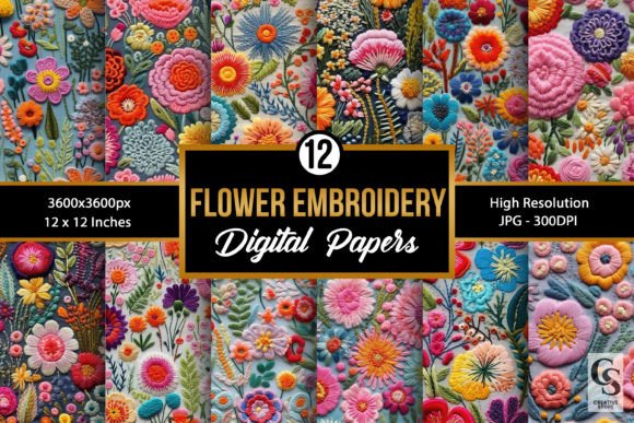 Colorful Flower Embroidery Digital Paper Review