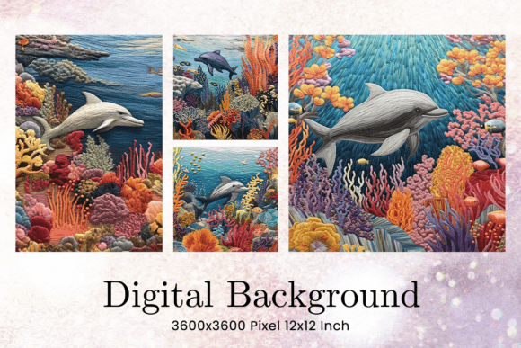 Dolphin Embroidery Sea Ocean Background Review